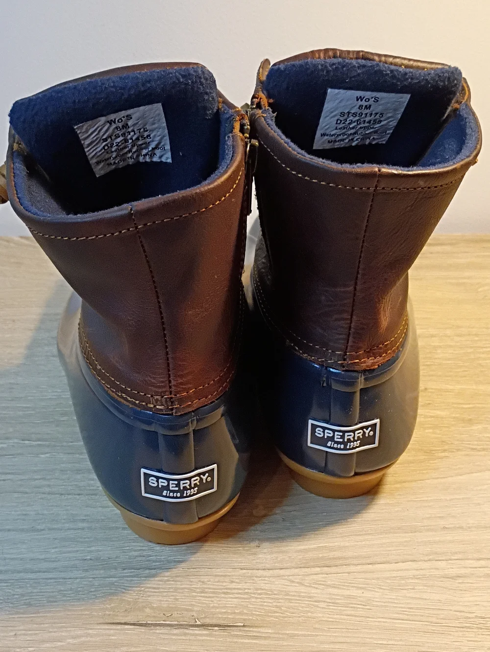 Sperry Brown Blue Waterproof Rubber Boots Size 8 New, No tags